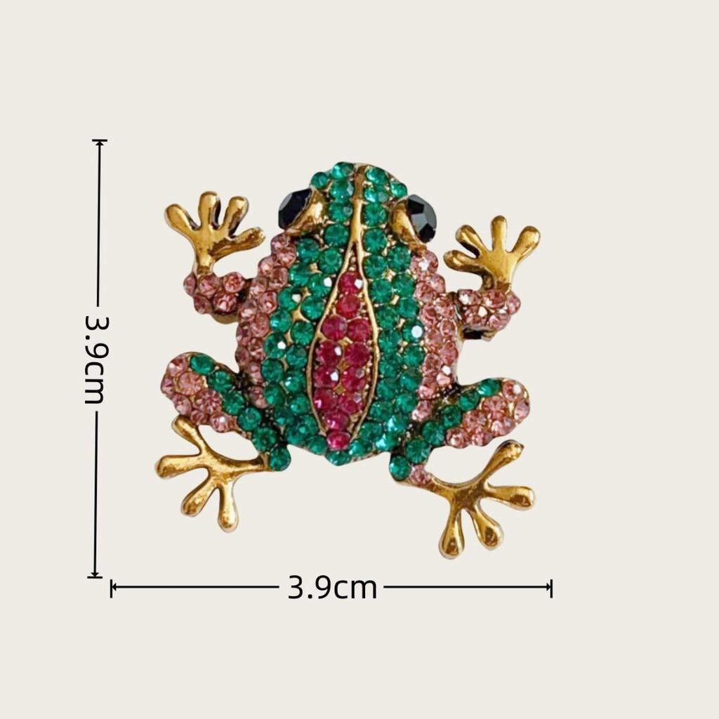 Retro European & American Diamond-Studded Frog Brooch – Small Animal Fashion Pin