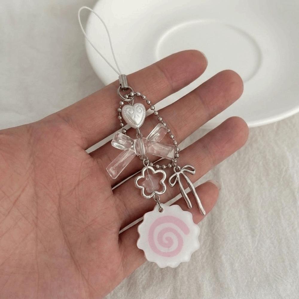 

Kawaii Style Punk Keychain Lanyard Pink Color Harajuku Bag Pendant Y2K Phone Straps Gift розовый