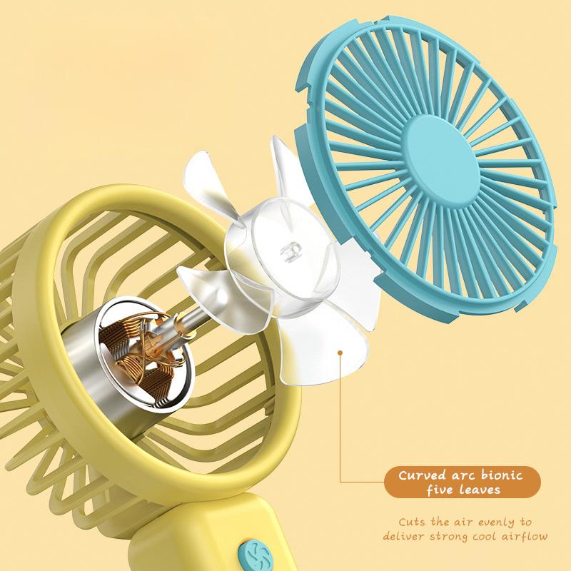 Mini ventilator electric de mână Desene animat Încărcare USB Compact și portabil Ventilator mic de mână de birou Transfrontalier Vânt puternic