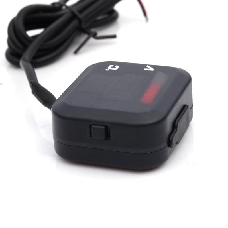 Motorcycle Digital Thermometer Voltmeter Temperature Voltage Display Gear Indicator With USB Charge Water Temp Meter Gauge