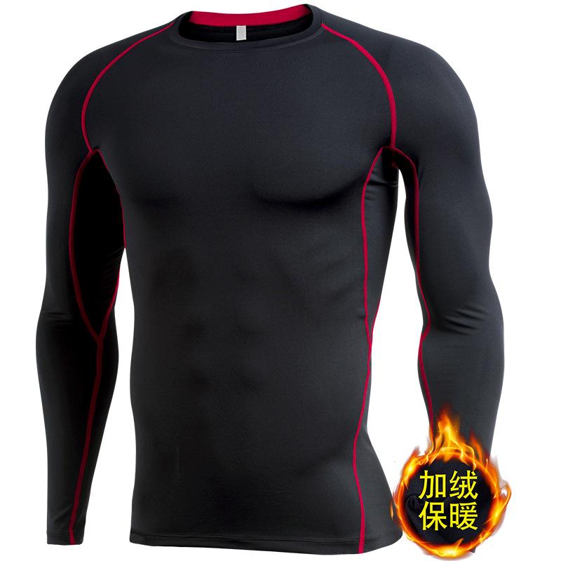 Men's Sports Running T Shirt+ Pants Fleece Thermal Quick Drying Clothes Winter Warm Long Sleeve Tops & Trousers for Running Fitness Training
