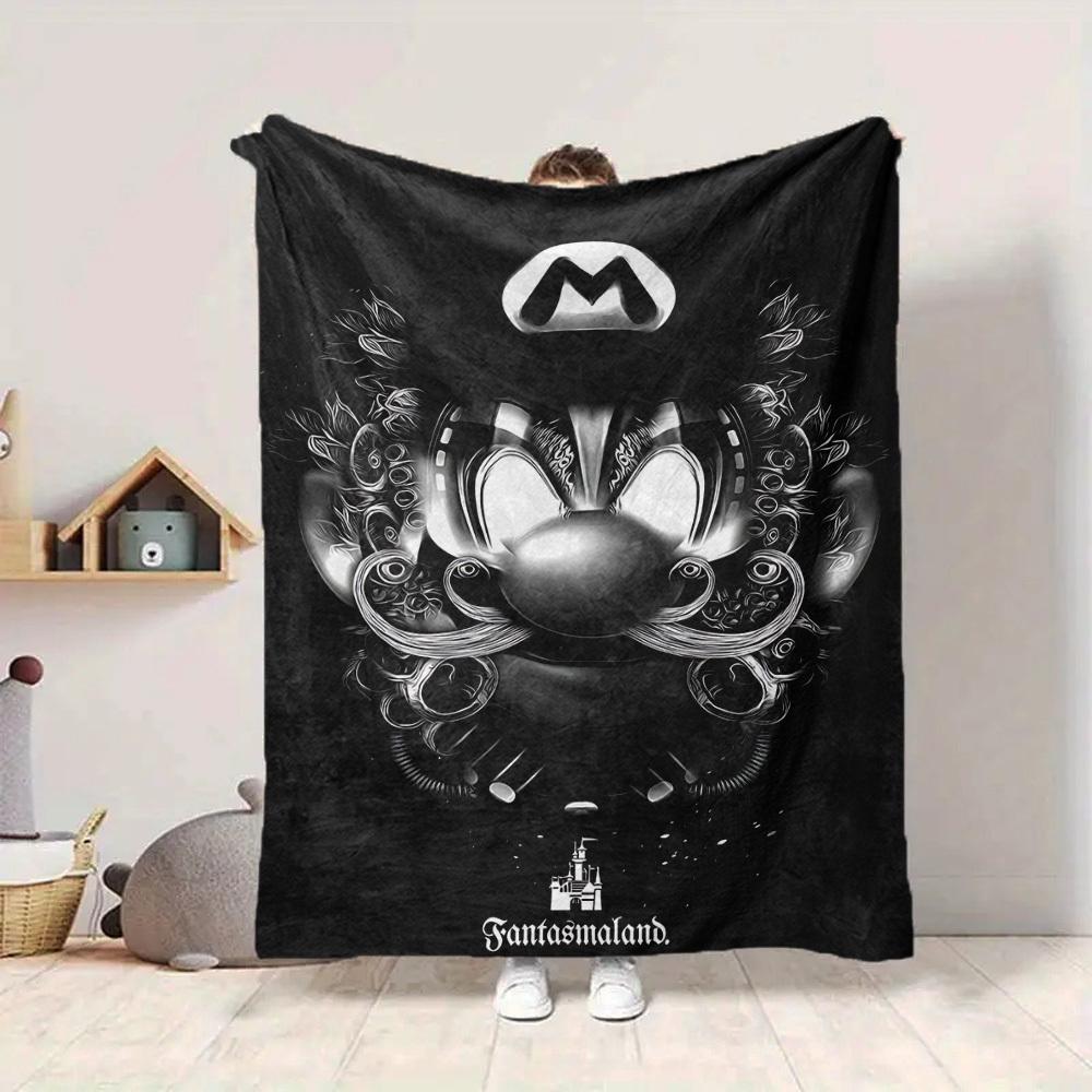 1pc Fantasmaland. Mario Flannel Throw Blanket HD Printed Lightweight Soft Warm All Season Blanket for Sofa, Bed, Travel, Camping Machine Washable