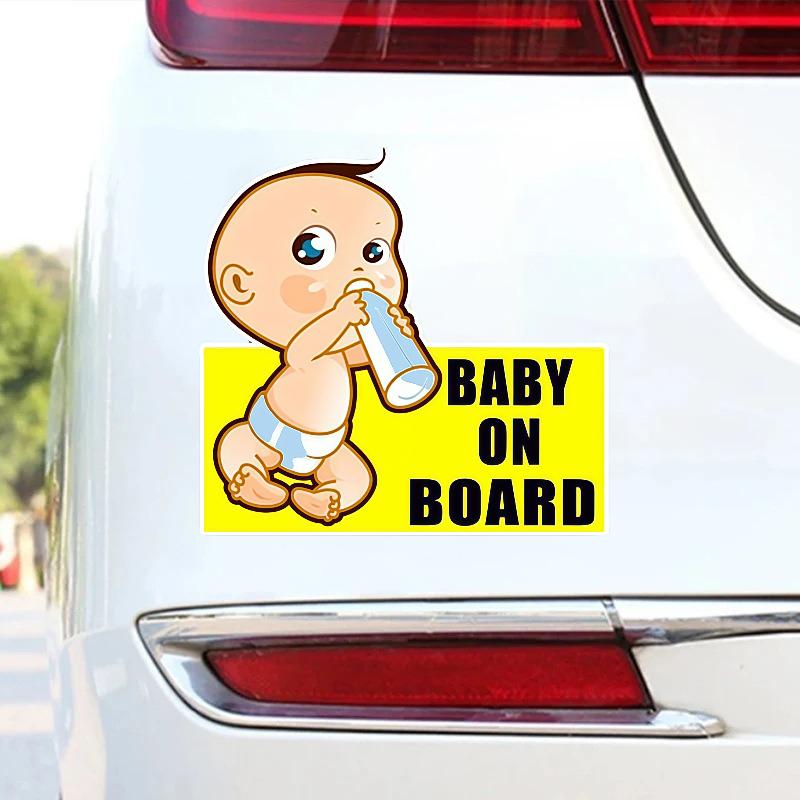 Adorable Baby On Board Car Window Sticker - Milk Bottle Baby Pattern, Durable Waterproof Decal, Family Car Exterior Safety Decor