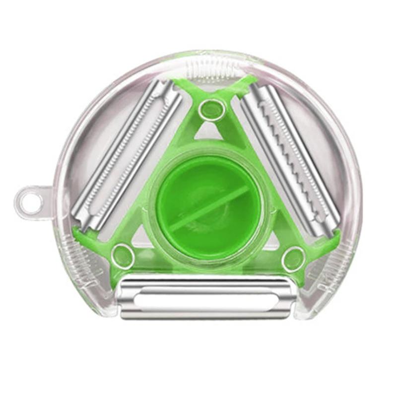 1 Stück 3-in-1 Magic Trio Sparschäler Set Hobel Raspel Schäler Julienne Schneider Multi-Schälmesser Zester Reibe Küchenwerkzeug