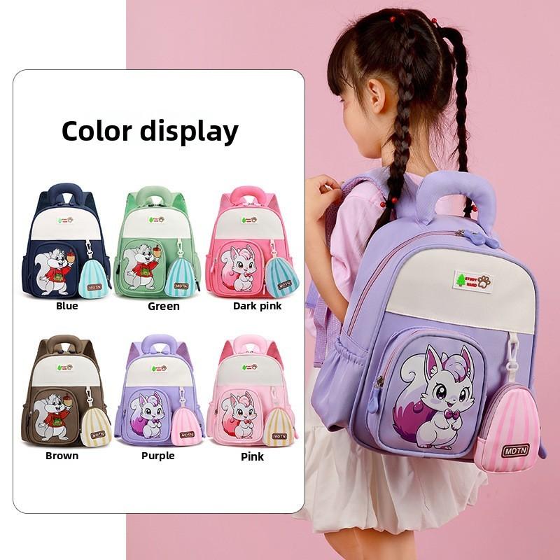 Cute Cartoon Girl Kids Backpack With Oxford Fabric For School Education And Adjustable Arched Shoulder Straps