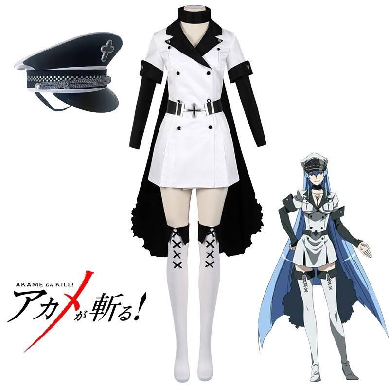 Akame Ga Kiru! Esdese Cosplay Costume Set Black And White Anime Outfit For Women S M L Xl Xxl Sizes