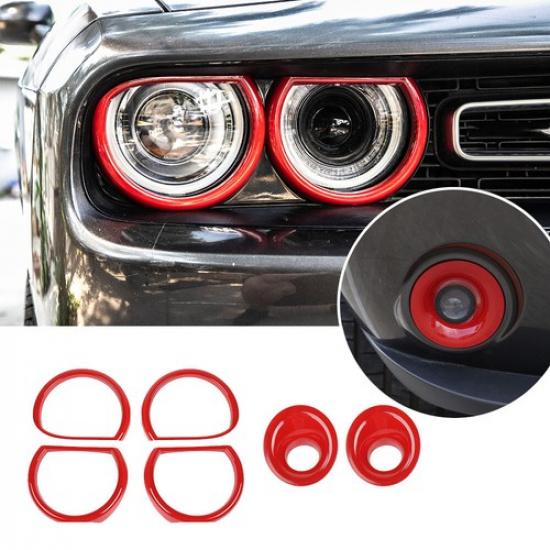 6×ABS Front Fog Light+Headlight Lamp Trim For Dodge Challenger 2015- Styling