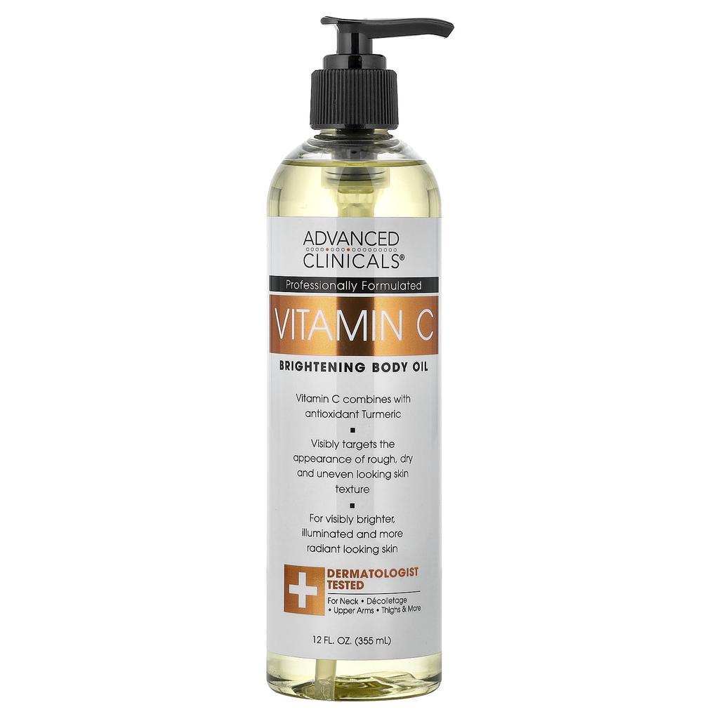 Advanced Clinicals Vitamin C, Brightening Body Oil, 355ml (12 Fl Oz)