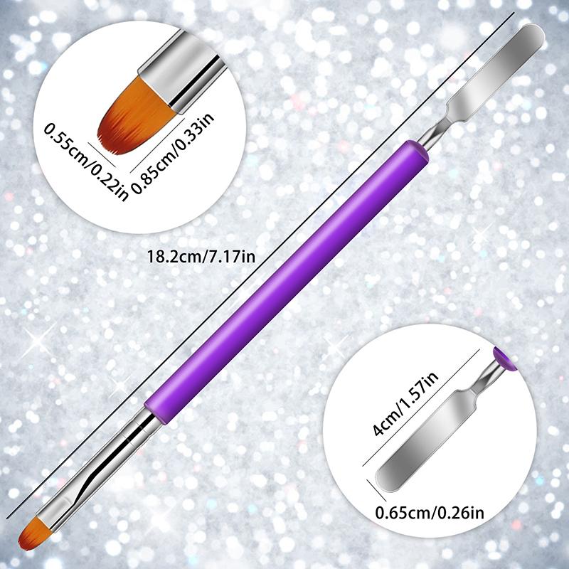 Poly Gel Brush Pen Dual Ended 2 In 1 Design Nail Brush And Spatula Stainless Steel Gel Nail Brush For Nails Extension Gel