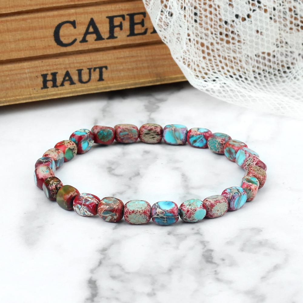 HS105 Handmade Stone Bracelet Jewelry Braided Charm Gemstone Sea Sediment Jasper Beaded Bracelet for Couple Best Friend Bracelet