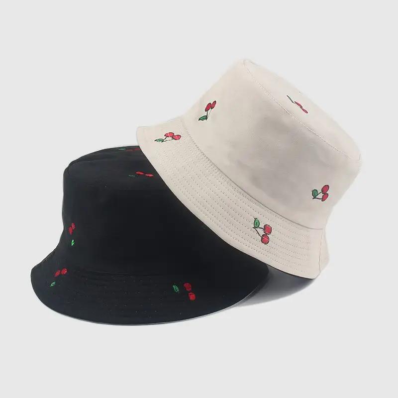 Jarní a letní bavlněný klobouk typu bucket hat s potiskem, rybářský klobouk, venkovní cestovní klobouk, sluneční klobouk pro muže a ženy 208