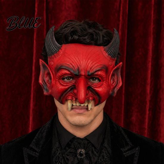 Demon Propgewijs in Vintage Stijl Halloween Schuim Masker Rode Duivel Eng Half Gezicht Donkere Sfeer Decoratie Masker voor Cosplay Kostuum Maskeradefeest