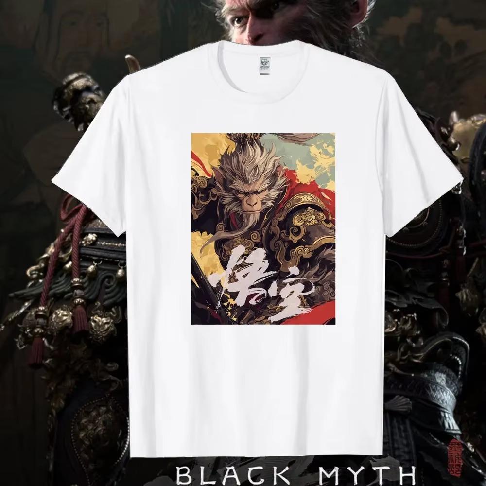 Black Myth Wukong Retro 90's Men's T-shirt Black Myth Wukong Games Unisex Summer Short Sleeve Cotton T-shirt Tops
