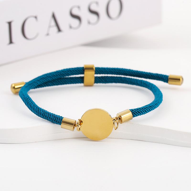 Adjustable 15mm Multi-Color Round Milanese Rope Bracelet with Stainless Steel Cross for Laser UV Printing.