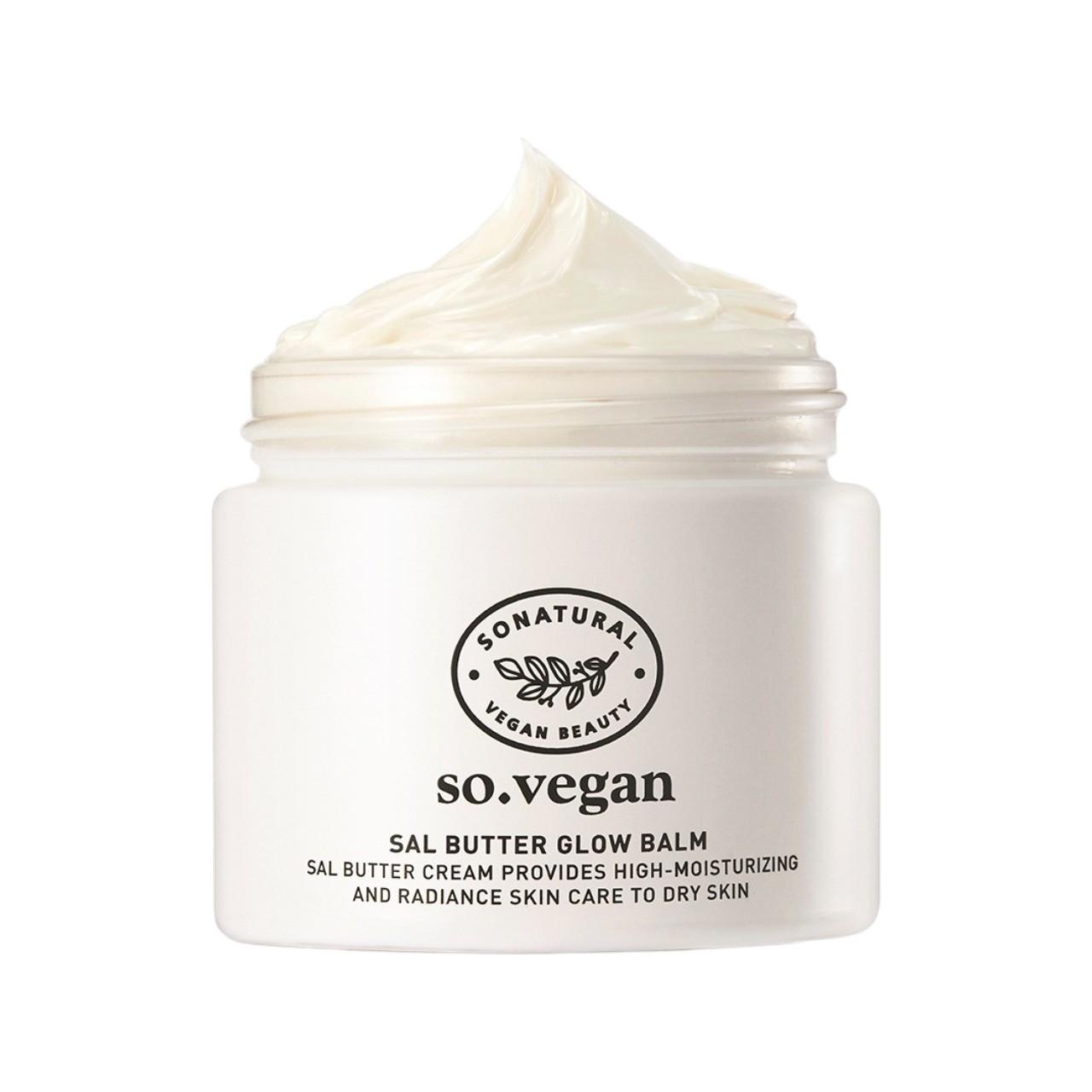 So Natural So Vegan Shorea Butter Glow Balm Cream 70ml - Intense Nourishing Facial Moisturizer for Radiant & Healthy Skin Barrier