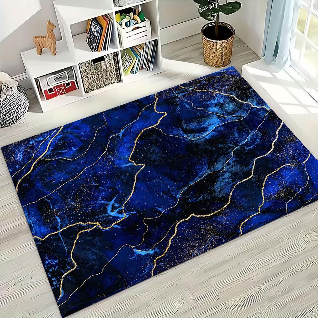2026 Luxurious Marble Black Green Gold Colorful Stone Texture Rug for Bedroom Living Room Sofa Home Doormat Decor,Non-slip Mat