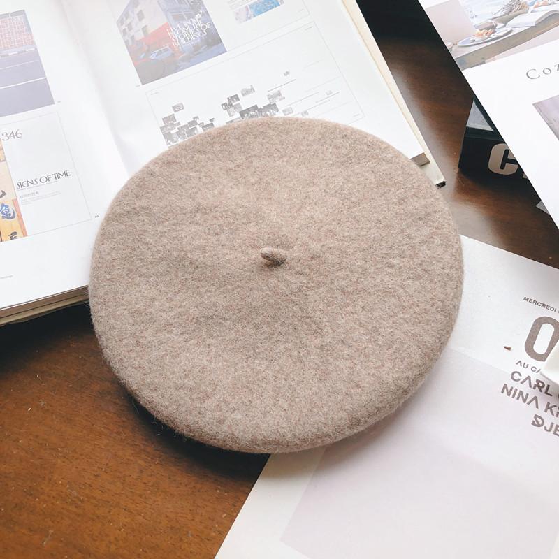 Hat Female Autumn and Winter Beret Woolen British Retro Literary and Simple Painter Hat Sweet Versatile Trendy Hat