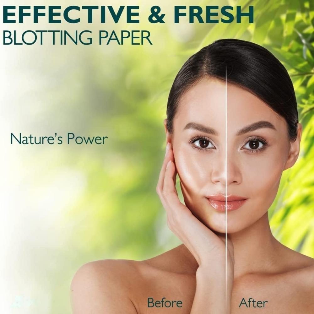 Green Tea Infused Premium Oil Blotting Sheets - 100 Pcs Thick Facial Blotting Papers for Oily Skin, Acne Control -  for Women and Men