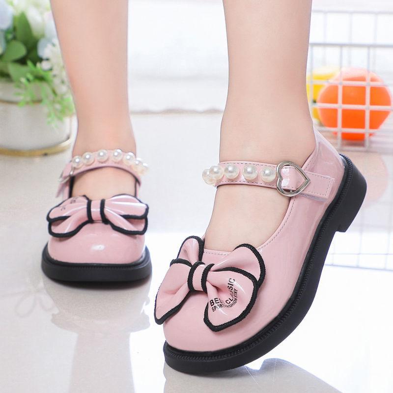 Girls' Korean version of leather shoes 2025 spring and autumn new student butterfly soft sole children's British style baby single shoes princess