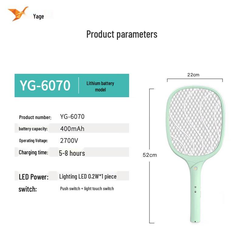 Lightweight Electric Mosquito Swatter with LED Light
