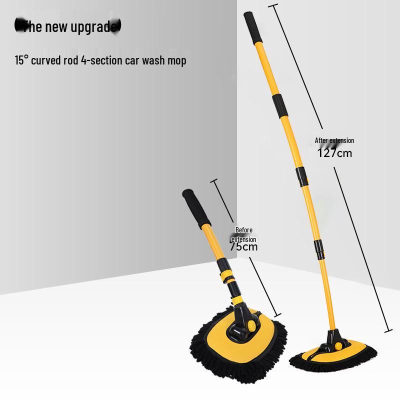 Zatahovací mop na mytí auta s měkkými štětinami - Zakřivený kartáč na čištění tyče.