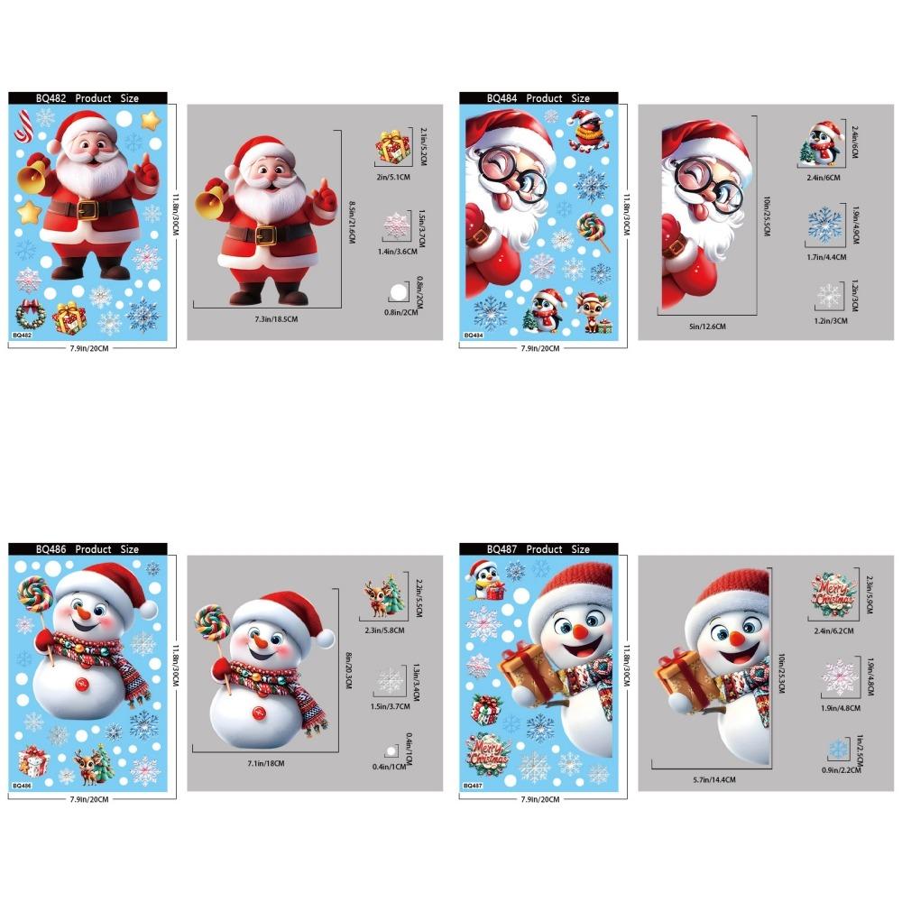 4 Sheets Removable Static Christmas Static Cling Decal Xmas Party Door Stickers Party Supplies