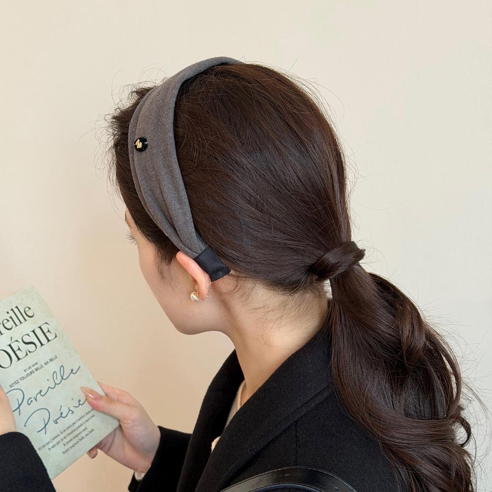 

Pony New Year Headband Solid Color New Year Headpiece Exquisite Wide Hair Hoop Dress Up сірий