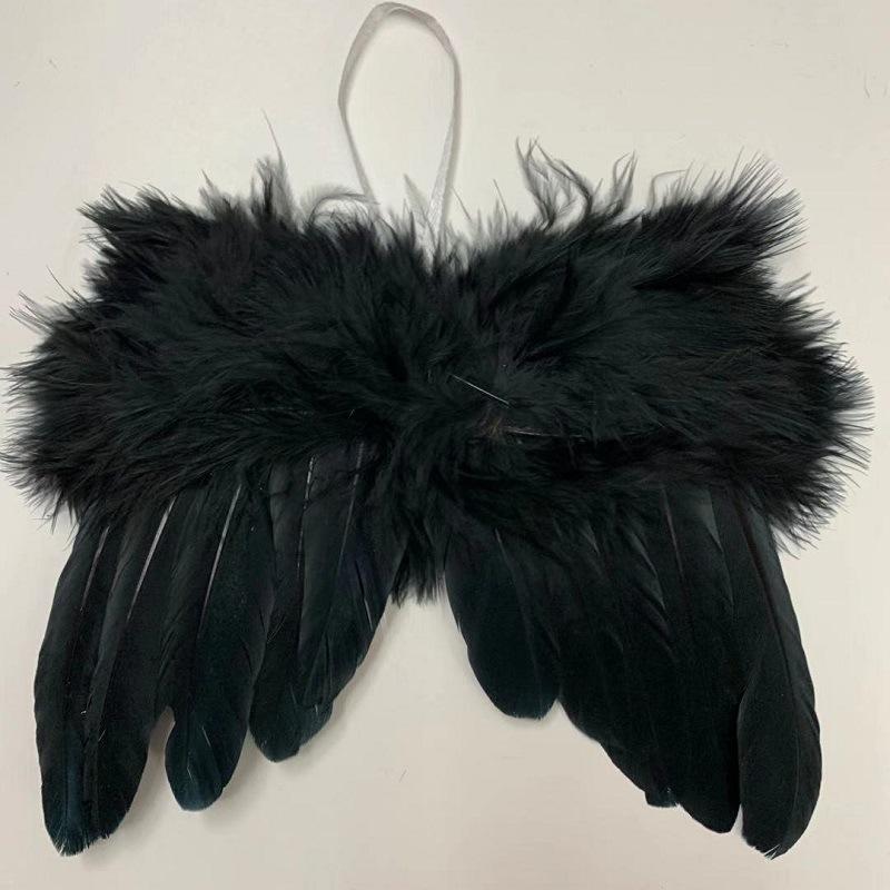 

Angel Feather 110pcs Wings Vintage Chic Christmas Tree Hanging Xmas Decoration 1pcs-16X13cm чорний