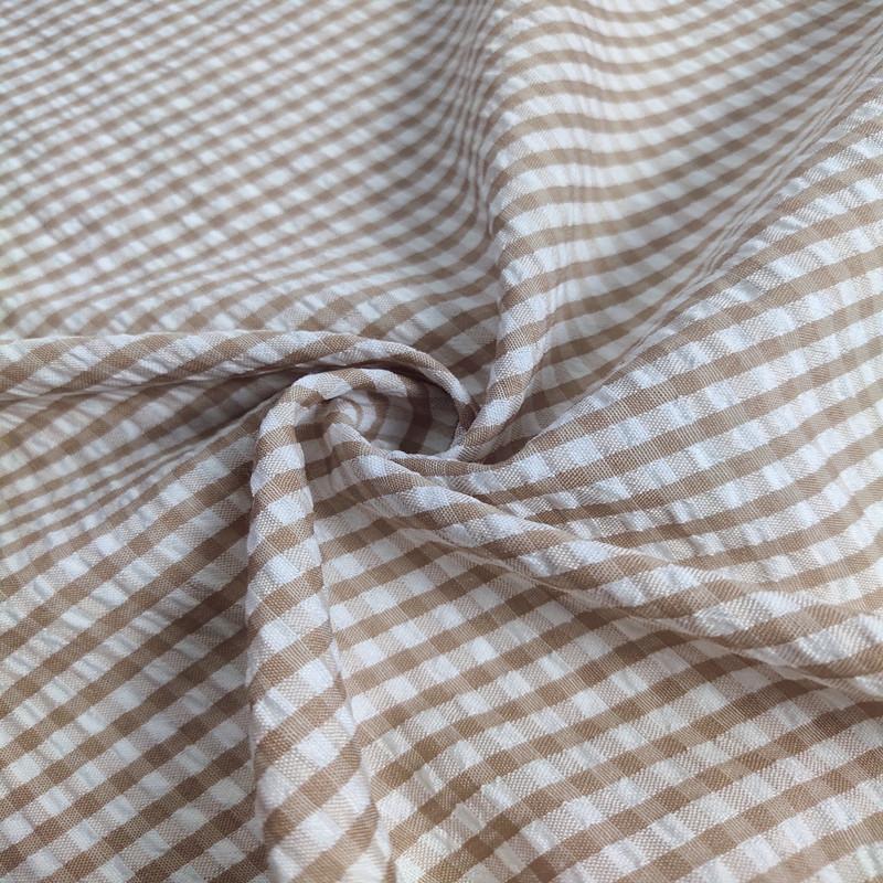 Thin Seersucker Plaid Fabrics By Meters for Summer Clothes Dress T-shirts Shirt Sewing Strip Needlework Soft Cloth Red Pink Blue