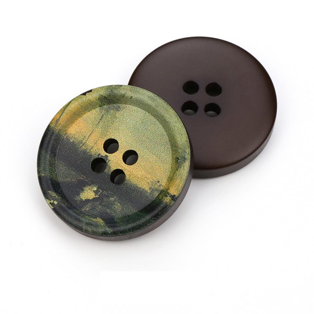Resin Round 4 Holes Buttons Landscape Print 21Mm-34Mm Diy Handmade Sewing Accessories For Clothing Decorative Buttons Tool 5Pcs