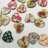 50pcs Multicolor Heart Shape 2 Holes Wood Sewing Buttons Scrapbooking Bouton Random style
