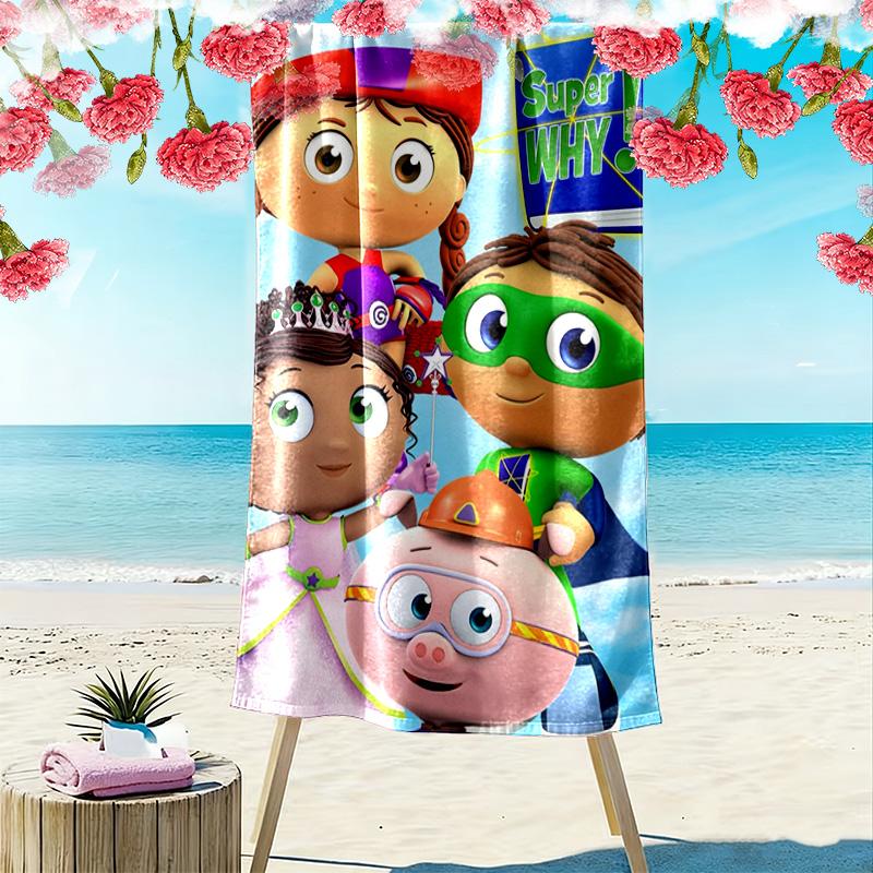 Super Why! Anime 2D Flat Print Beach Towel, Large Soft Quick Dry Towel for Beach Camping SwimmingXSTJ0915263
