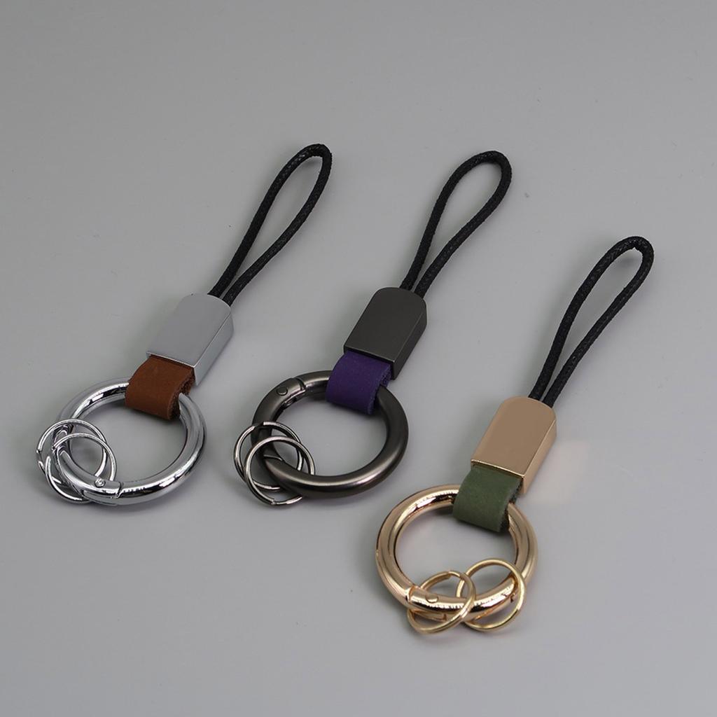 Simulated Leather Keychain With Finger Ring And Adjustable Wrist Strap Trendy Key Holder For Car Keys Organization