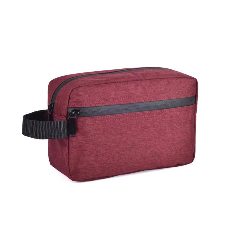 Casual Canvas Cosmetic Bag With Leather Handle Travel Men Wash Shaving Women Toiletry Storage Waterproof Organizer Bag