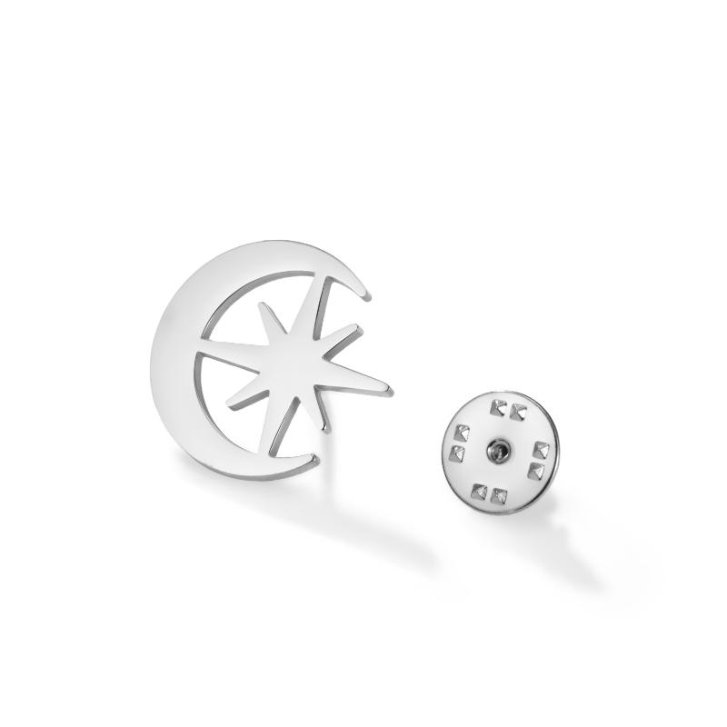 

Stainless Steel Women Girls Brooch Sun Moon Star Badge Lapel Pin Accessories Trendy Jewelry белый