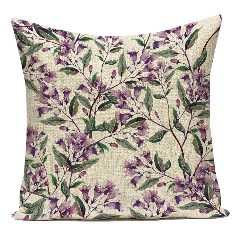 Decorative Throw Pillows Case Purple Lavender Flower Polyester Pillow Cushion Cover for Sofa Home Living Room Decoration