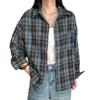 Korean retro lapel long-sleeved shirt spring and autumn new plaid casual loose and thin versatile fashion top jacket