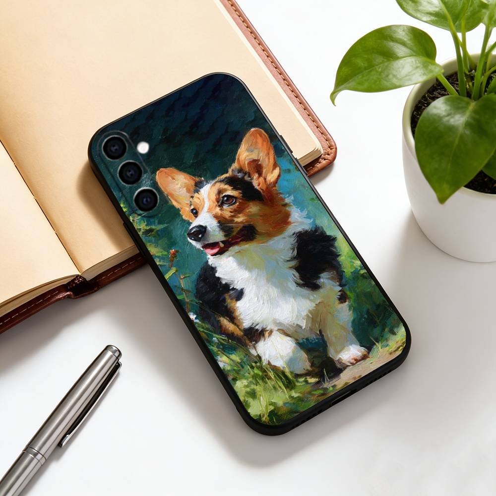 

Oil painting of a dog Phone Case For Samsung Galaxy A73,A72,A71,A70,A53,A52,A51,Soft Silicone Black Cover Samsung a73 5g