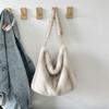 Luxury Faux Fur Women's Bucket Shoulder Bags Fashi Soft Plush Female Stripes Handbags Large Capacity Ladies Furry Tote Bag