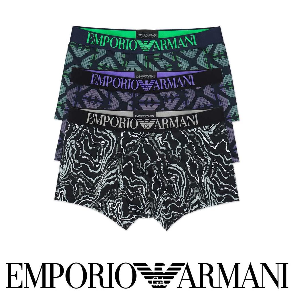 Emporio Armani ALL OVER PRINTED MICROFIBER Boxer Shorts, Front Closure, EU Size, Men's, Brand Name Underwear, Size S (EU Size), 54045350, 74. Violet