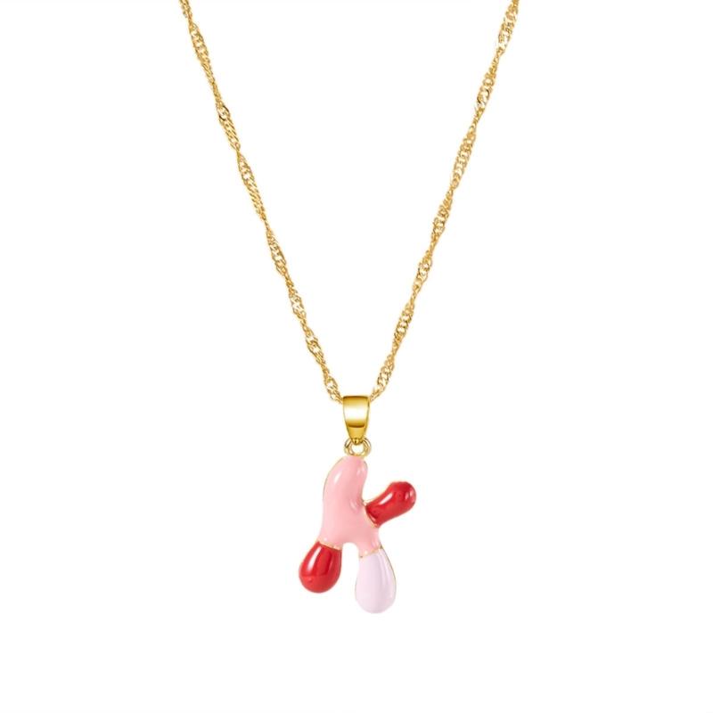 Personalized Colorful Letter Alloy Necklace Adjustable Chain Everyday Wear Letter Pendant Chokers For Women Unique Gift