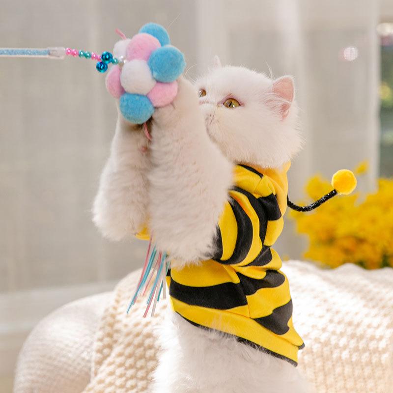 Cute Bee Cat Clothes Summer Thin Kitten Puppet Cat Blue Cat Garfield Pet Anti-hair Loss Summer