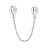 925 Sterling Silver Circular Clasp Safety Chain Pendant Clip Stopper Spacer Charms for Bracelet Silver Plated Women's