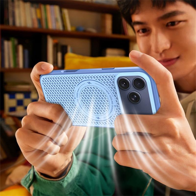 Applicable to iPhone17ProMax ice-sensitive honeycomb heat dissipation magnetic mobile phone case Apple 16Pro anti-drop protective case