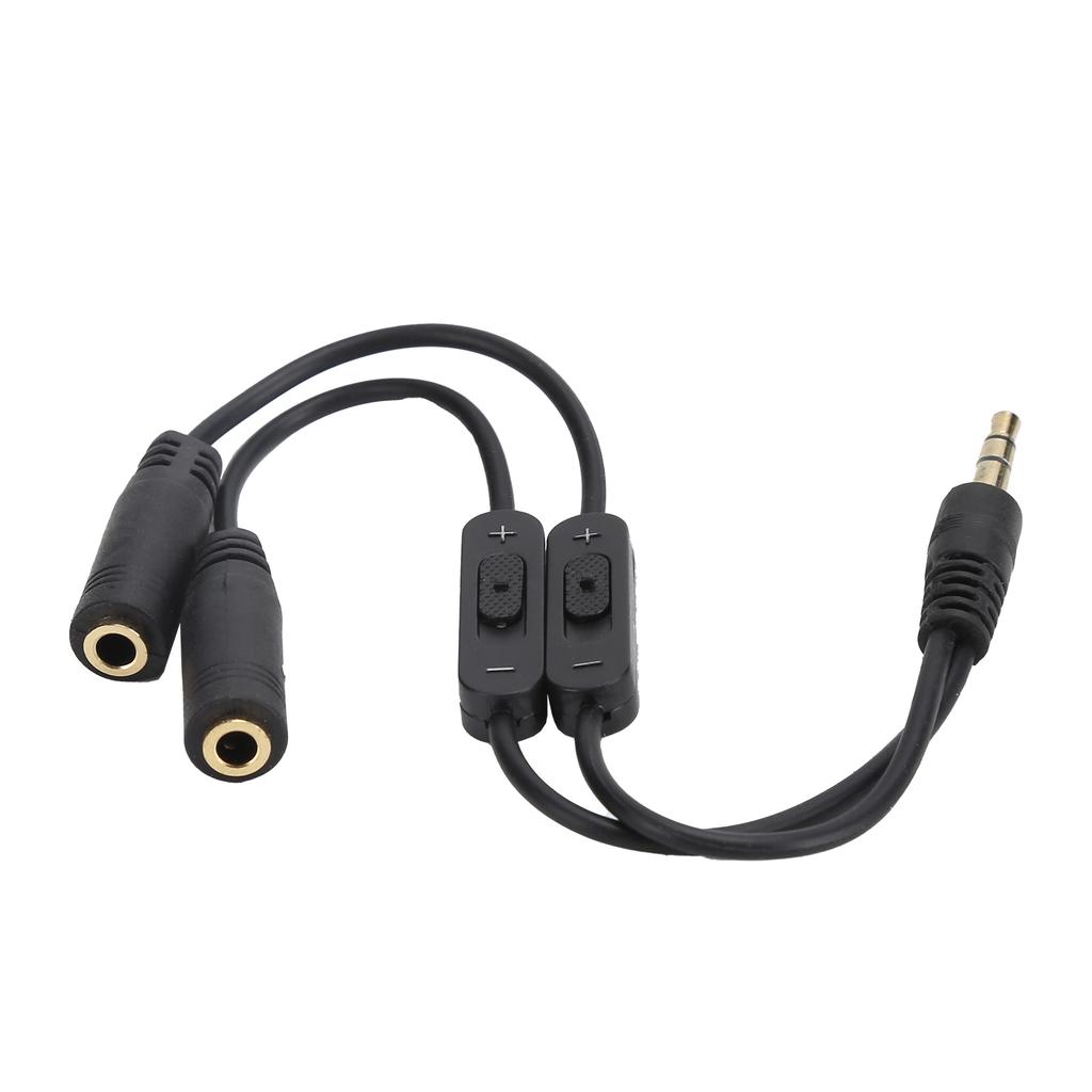 Couple Headphone Converter Cable Stereo 3.5mm to Dual Stereo Female 1 to 2 Earphone Adapter Cable with Switch