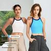 2025 Summer Color Block High-Elastic Women's Shockproof Sports Bra: Fixed Cup Yoga & Fitness Wear