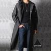 Unisex Black Waterproof Hooded Raincoat Thickened Outdoor Rain Poncho for Hiking Fishing Travel Fashionable Protection