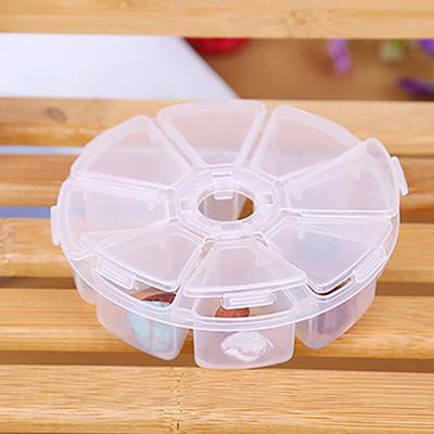 Medicine Box Round Shape Classification Storage 8 Grids Classification Bead Organizer for Traveling