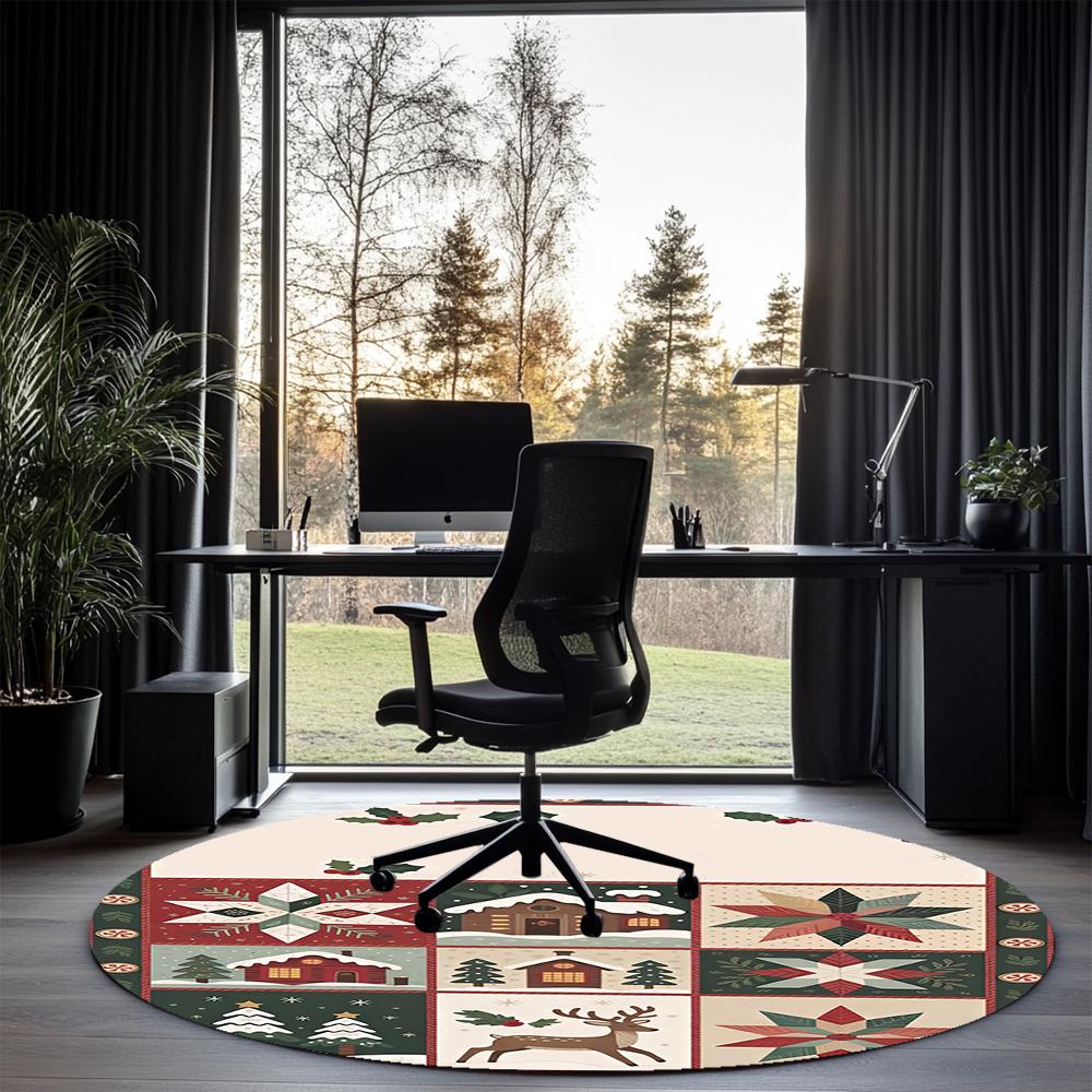 Christmas Printed Round Rug Carpet Chair Rug Area Rug Entryway Doormats,for Office Chair Living Room Bedroom Kitchen Room.