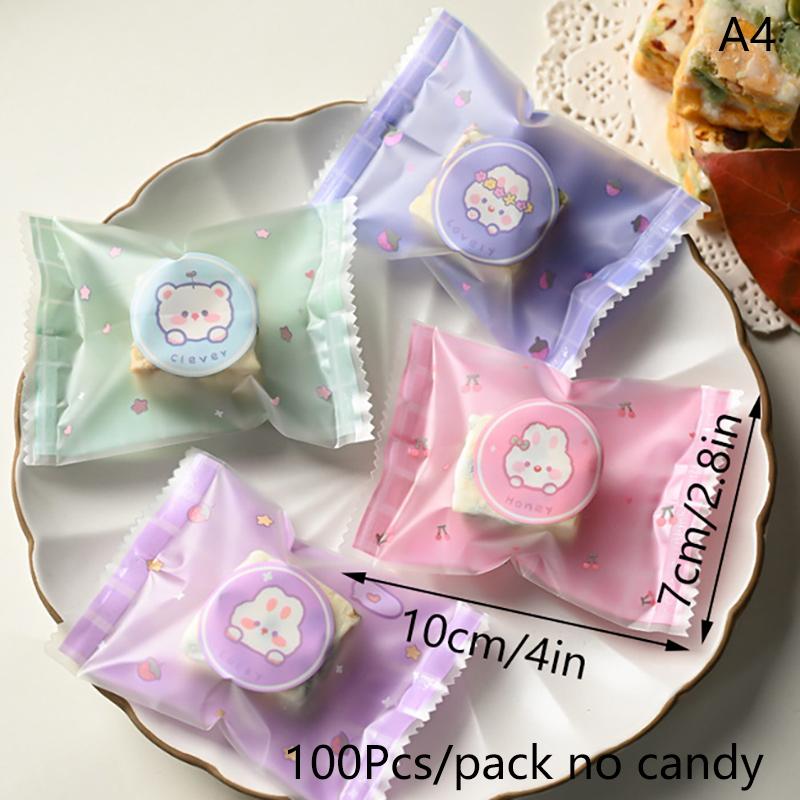 

100Pcs Cartoon Cookie Packaging Bag Cookie Snowflake Crispy Packaging Self Sealing Bag Separate Transparent Cute Dessert Bags